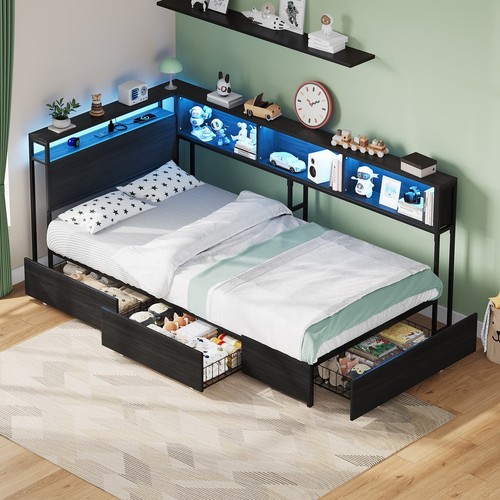 Twin corner bed frame - corner, led